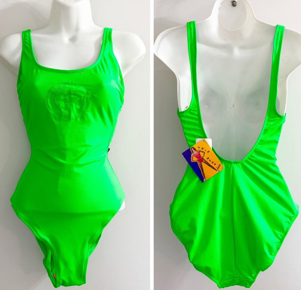 NWT VTG 80’s ELLE MACPHERSON By SIRENA Size 10 One Piece Swimsuit Retro Neon